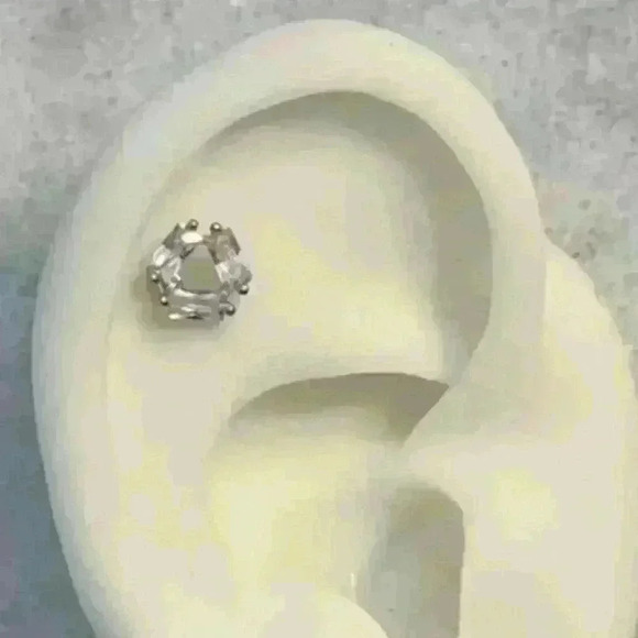 Modest Lu Jewelry - Silver Crystal Geometric Cartilage Earring Brand New